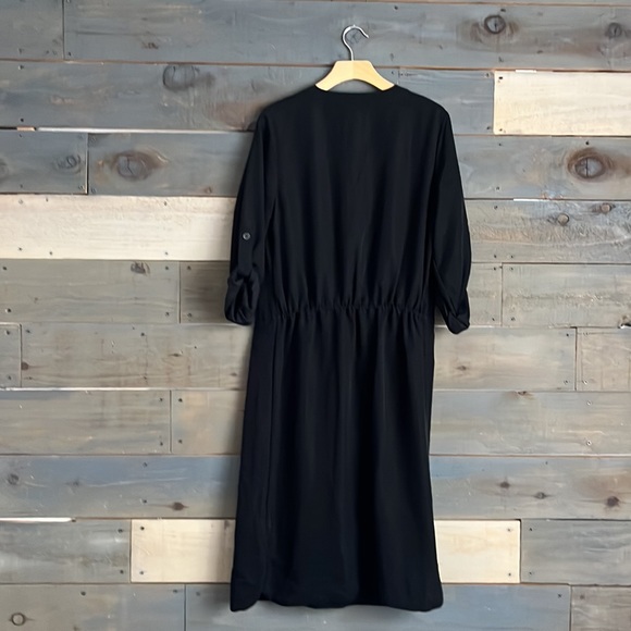 EUC Max Studio Shirt Dress Midi Length Rolled Tab Sleeves Rayon - Picture 7 of 13